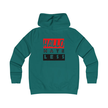 Empowering College Hoodie - 'HALLO HATE LESS' Unisex Sweatshirt Printify