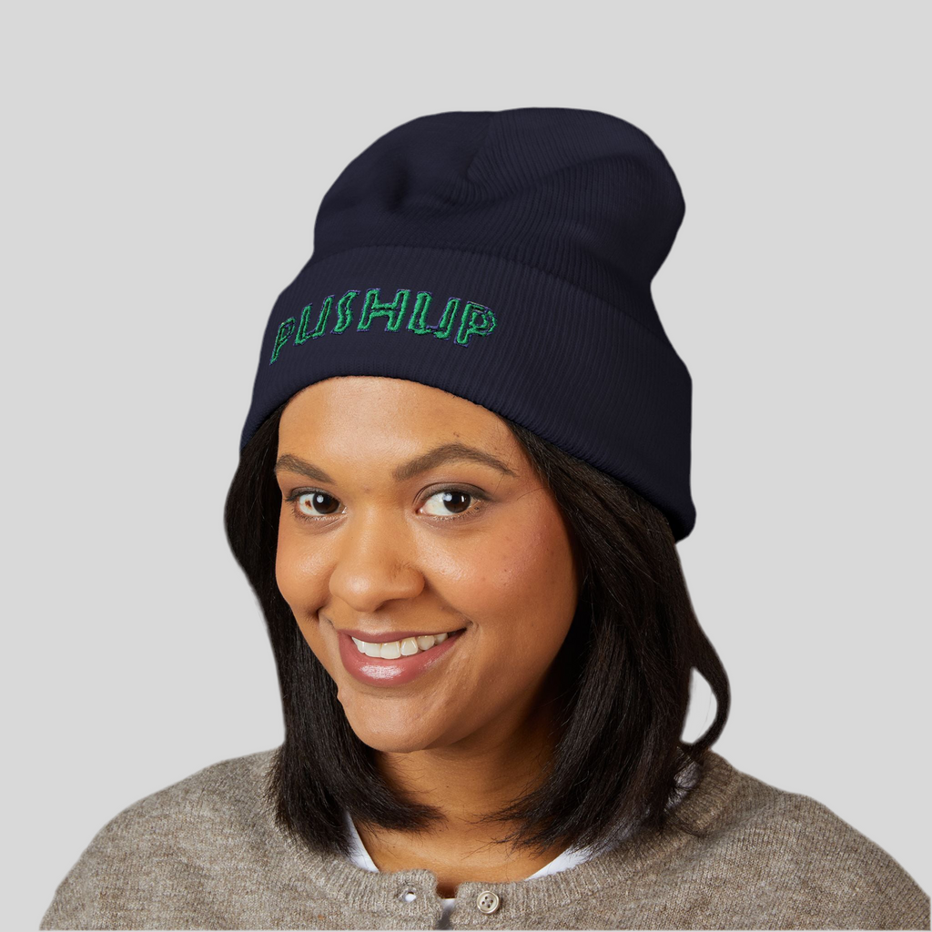 Embroidered Pushup Cuffed Beanie - Stylish Winter Accessory