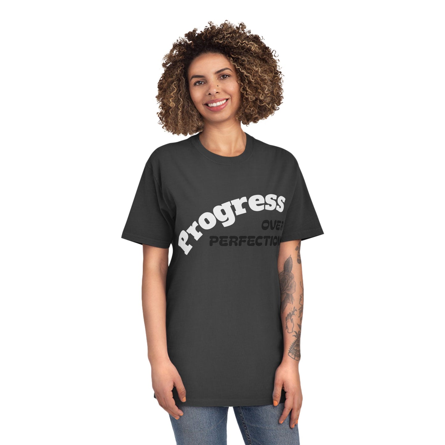 Unisex Faded Shirt - Embrace Progress Over Perfection, Casual Tee, Motivational Apparel, Gift for Growth Mindset, Everyday Wear, [...]