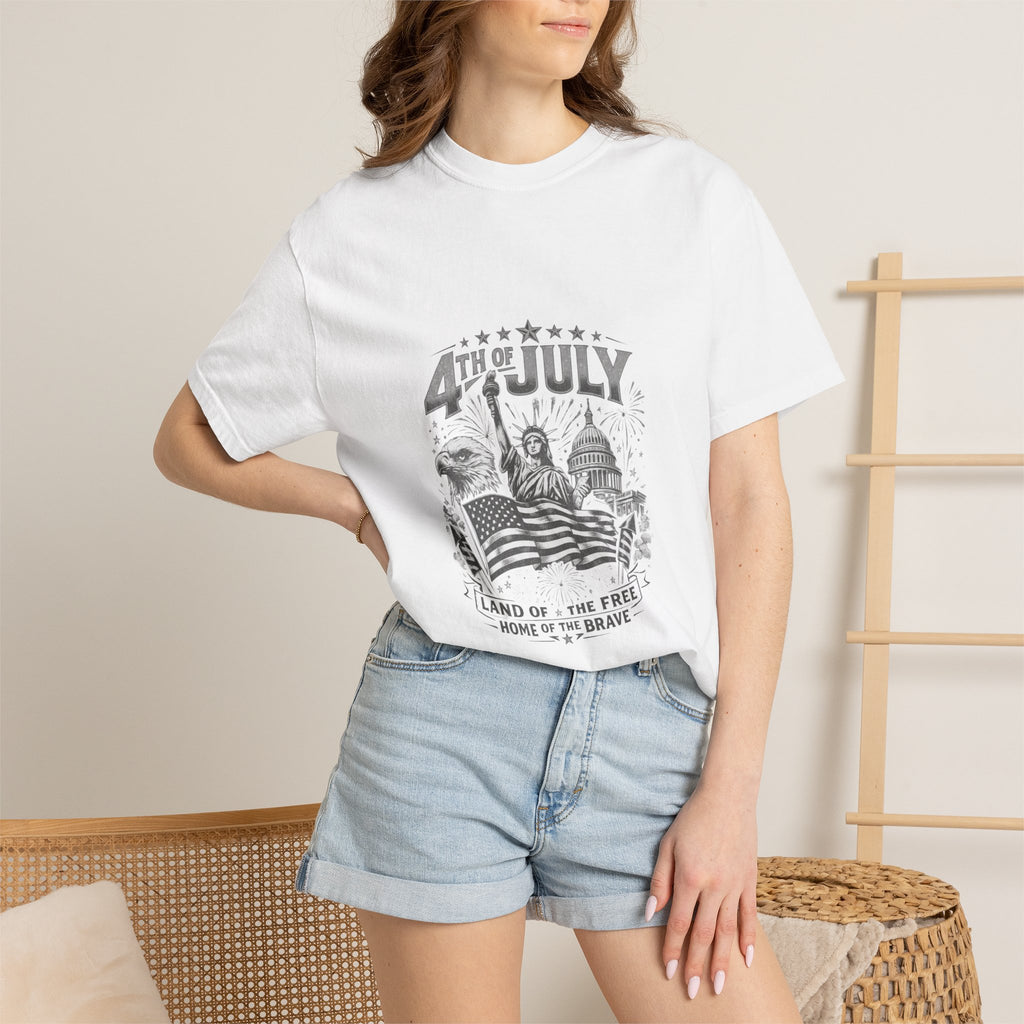 4th of July Patriotic T-Shirt — 'Land of the Free, Home of the Brave'
