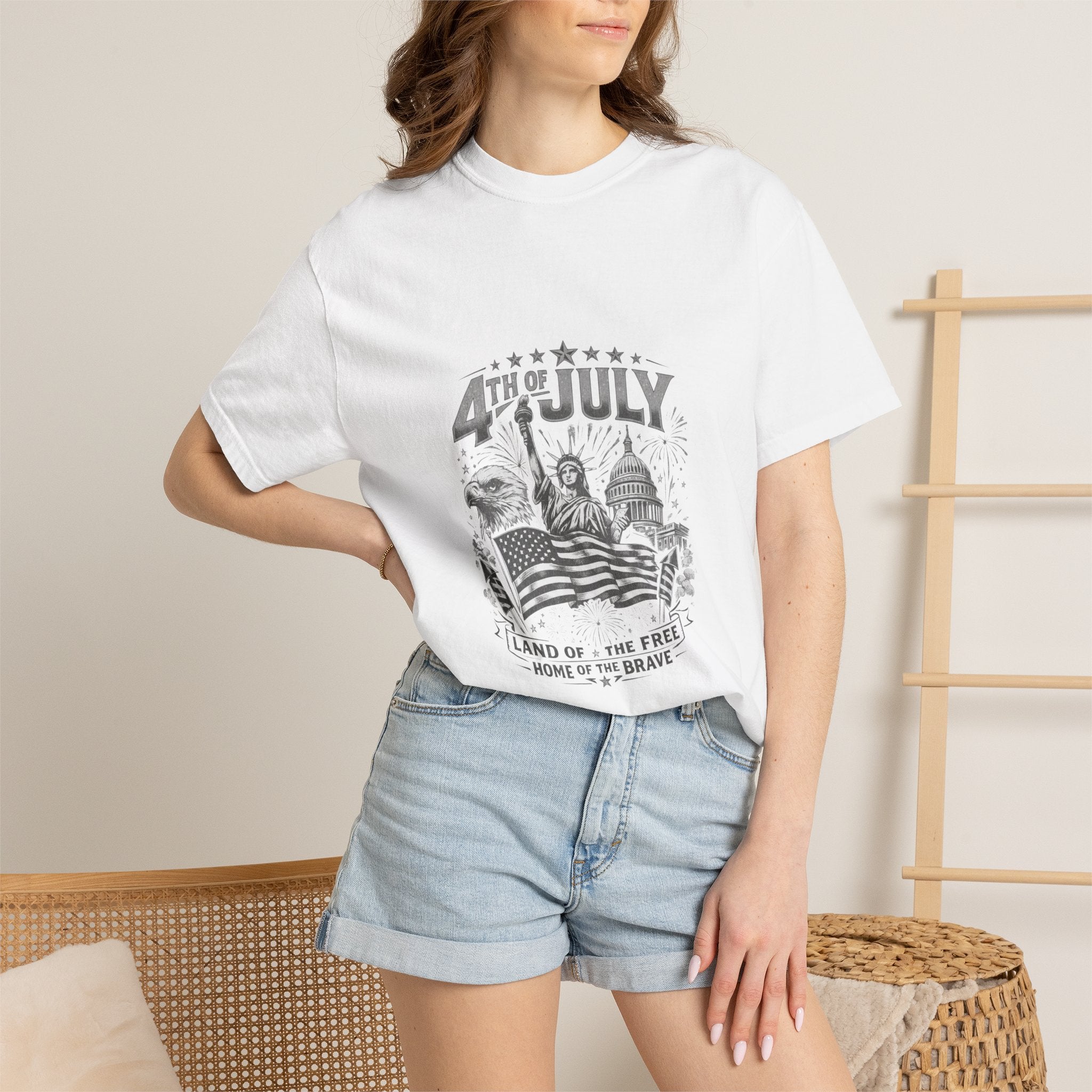 4th of July Patriotic T-Shirt — 'Land of the Free, Home of the Brave'