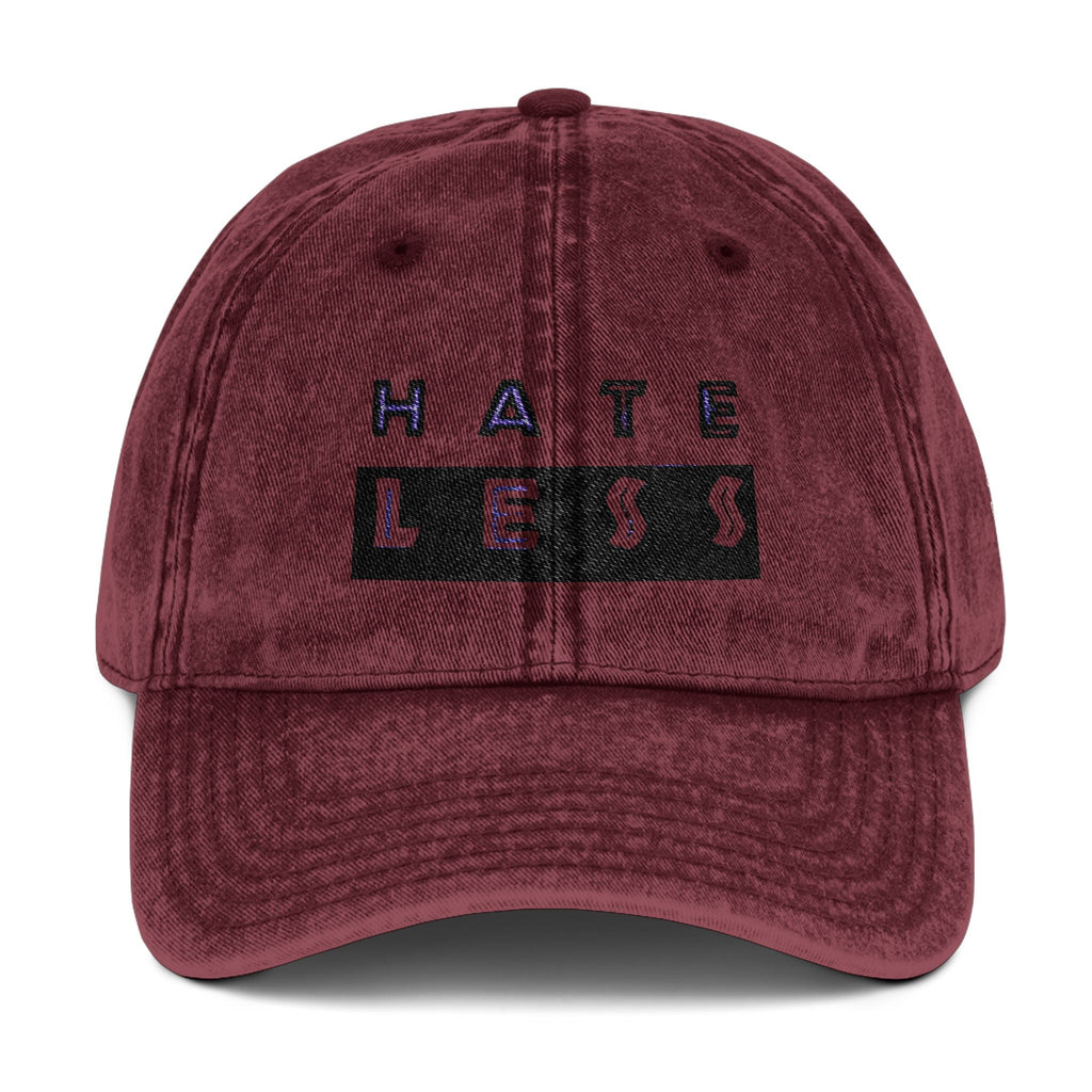 Vintage Embroidered Cap - 'HATE LESS' Righteous Apparel for Positive Vibes Printify