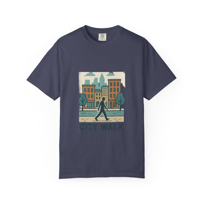 City Walk Unisex Garment-Dyed T-shirt, Urban Streetwear, Casual Fashion, Gift for City Lovers, Travel Enthusiast Apparel Printify