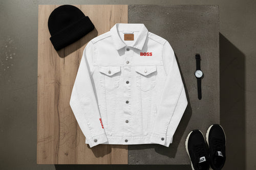 Boss Embroidered Unisex Denim Jacket - Stylish Casual Wear for Fashion Lovers, Great for Gift Ideas, Everyday Fashion, Street Style, [...] Printify