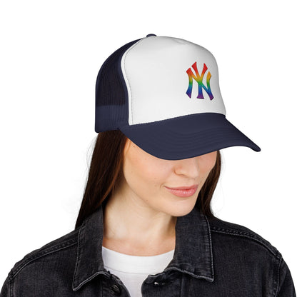 Rainbow Pride Trucker Cap - Celebratory Hat for Festivals, LGBTQ+ Events, Casual Wear, Summer Outings, Unisex Gift Printify