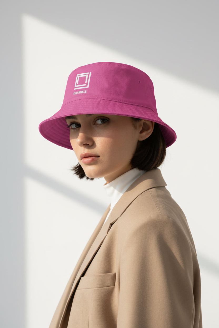 Channels Bucket Hat — Brown Casual Streetwear Sun Hat