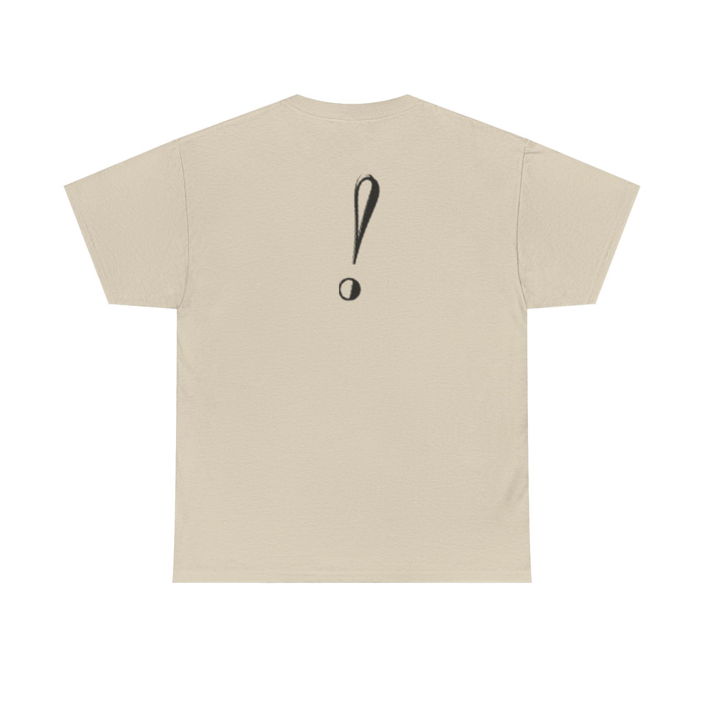 Unisex Heavy Cotton Tee with Bold Exclamation Mark Design - Casual Statement Shirt