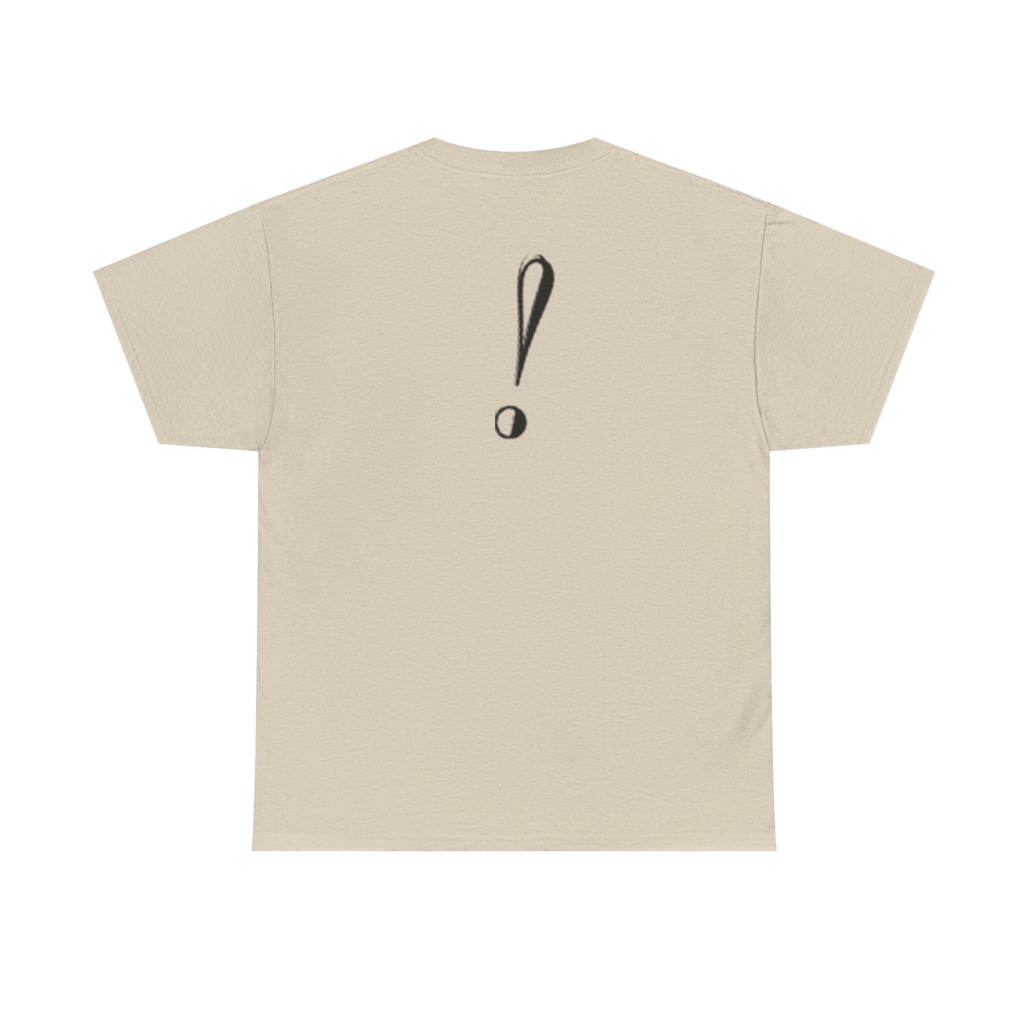 Unisex Heavy Cotton Tee with Bold Exclamation Mark Design - Casual Statement Shirt