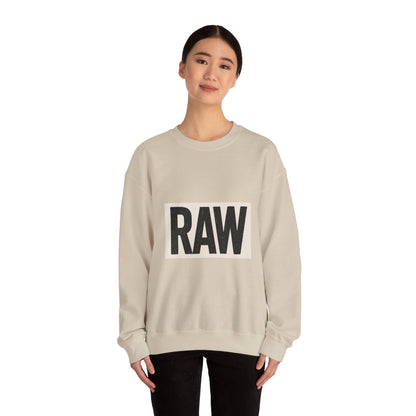Stylish RAW Graphic Crewneck Sweatshirt, Unisex Casual Wear, Cozy Winter Layer, Trendy Streetwear, Perfect Gift for Him/Her Printify