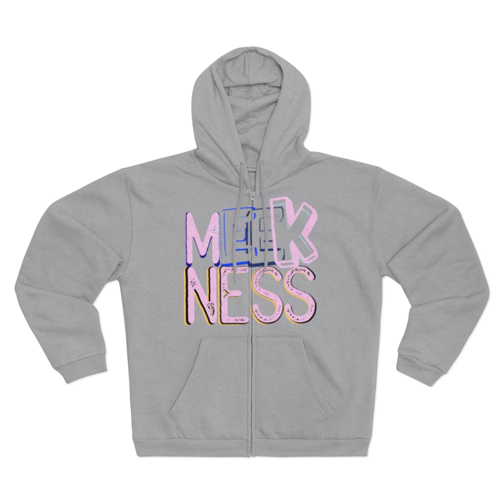 Meekness Unisex Hooded Zip Sweatshirt - Stylish Graphic Zip Hoodie for Everyday Comfort