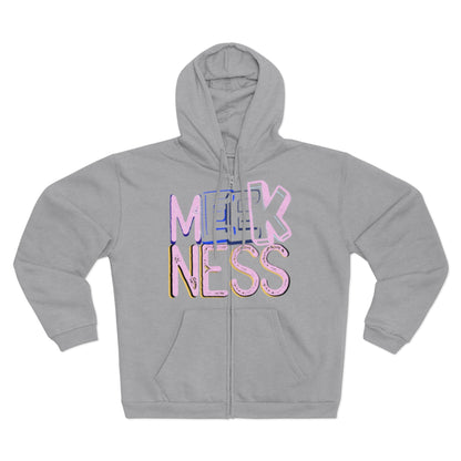 Meekness Unisex Hooded Zip Sweatshirt - Stylish Graphic Zip Hoodie for Everyday Comfort