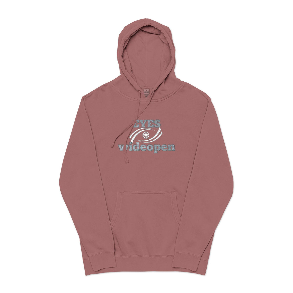 Embroidered Pigment-Dyed Hoodie - Eyes Wide Open Design Printify