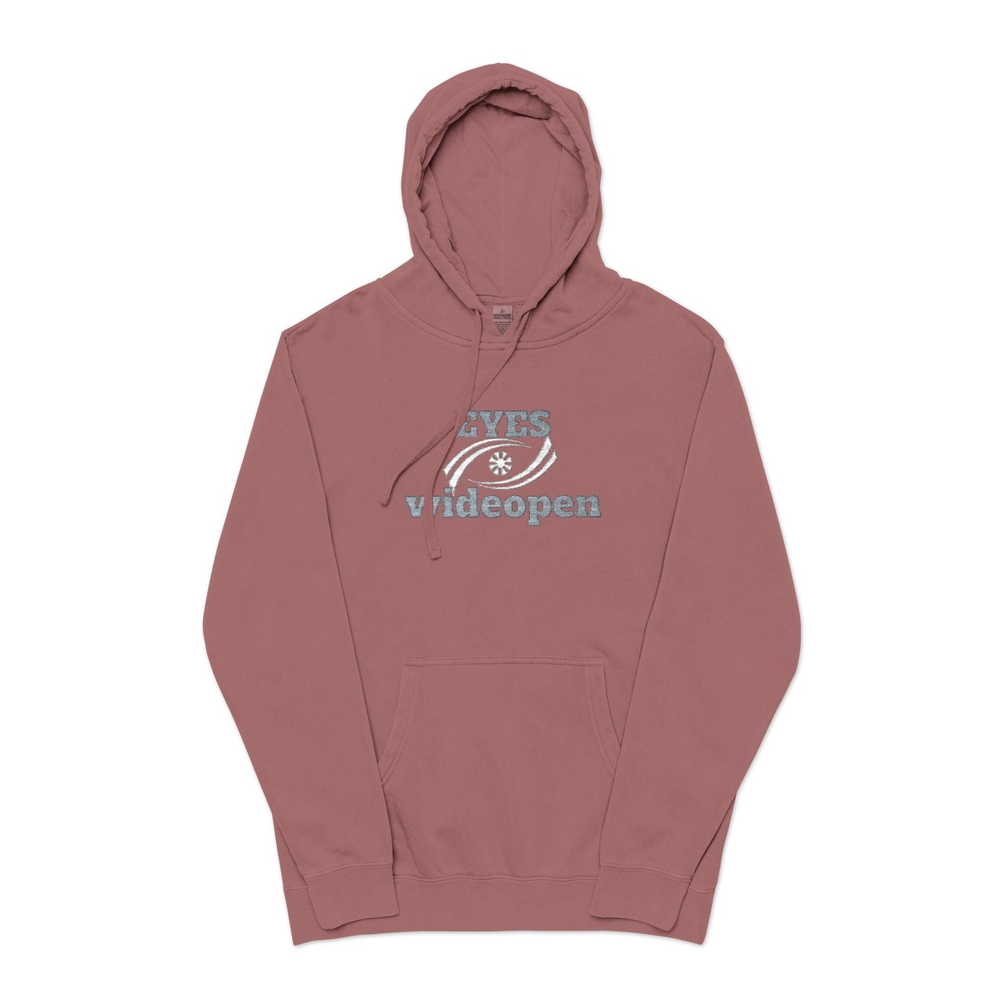 Embroidered Pigment-Dyed Hoodie - Eyes Wide Open Design Printify
