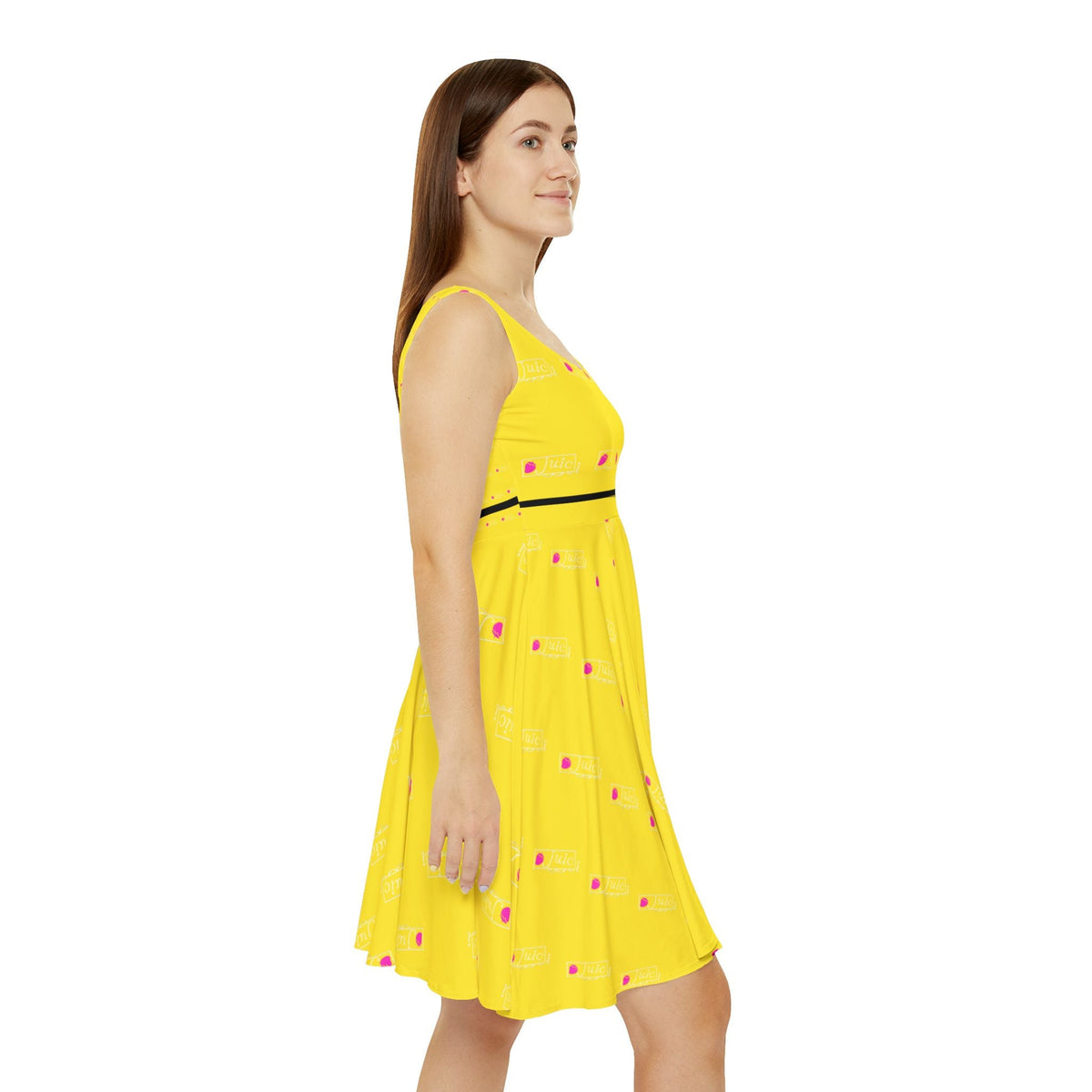 Cheerful Yellow Skater Dress, Summer Fashion Printify