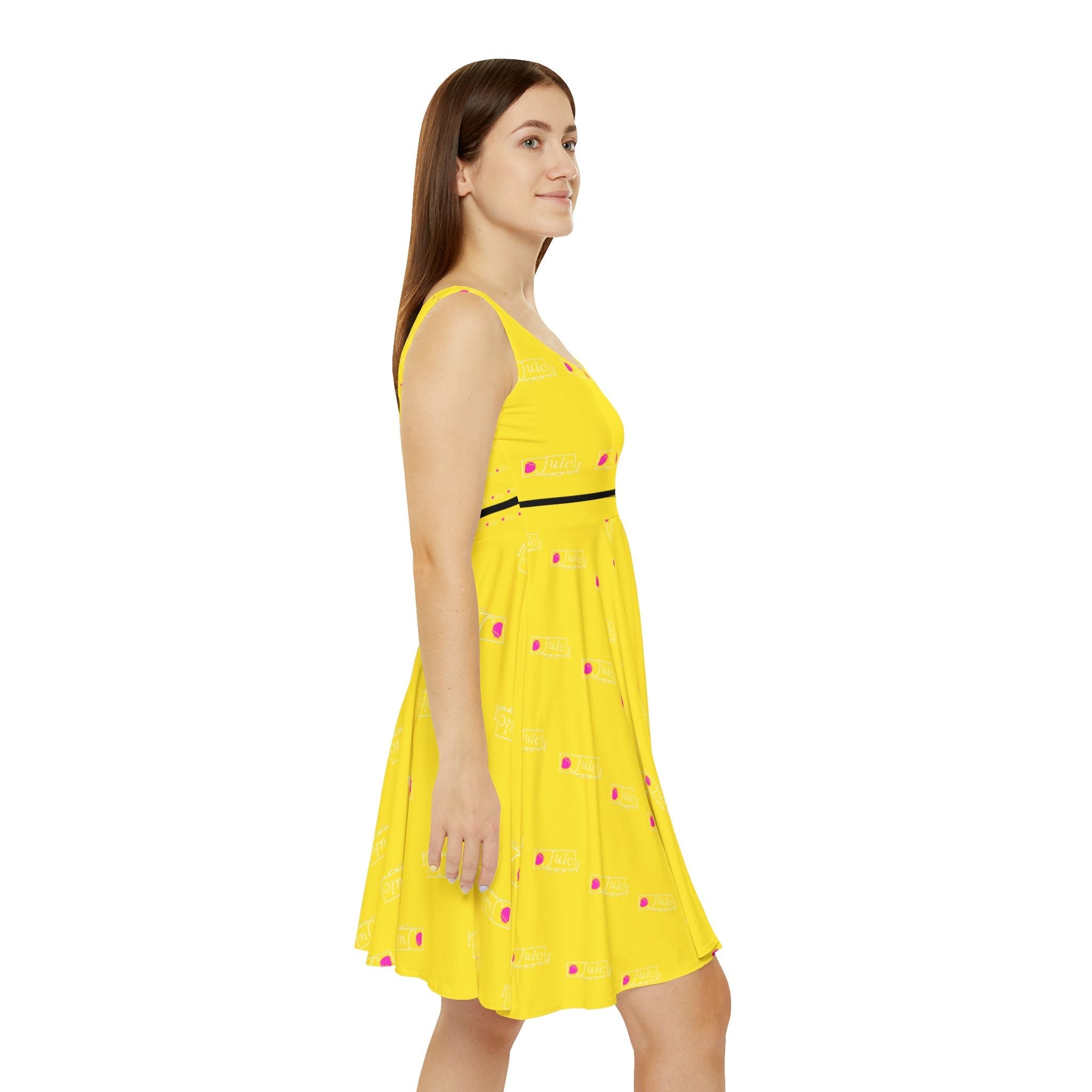 Cheerful Yellow Skater Dress, Summer Fashion Printify