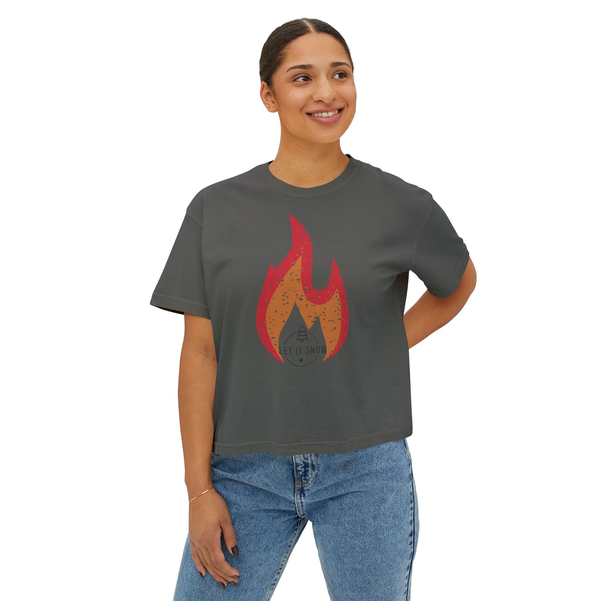 Boxy Tee - 'let it Snow' Design - Winter Holiday Shirt