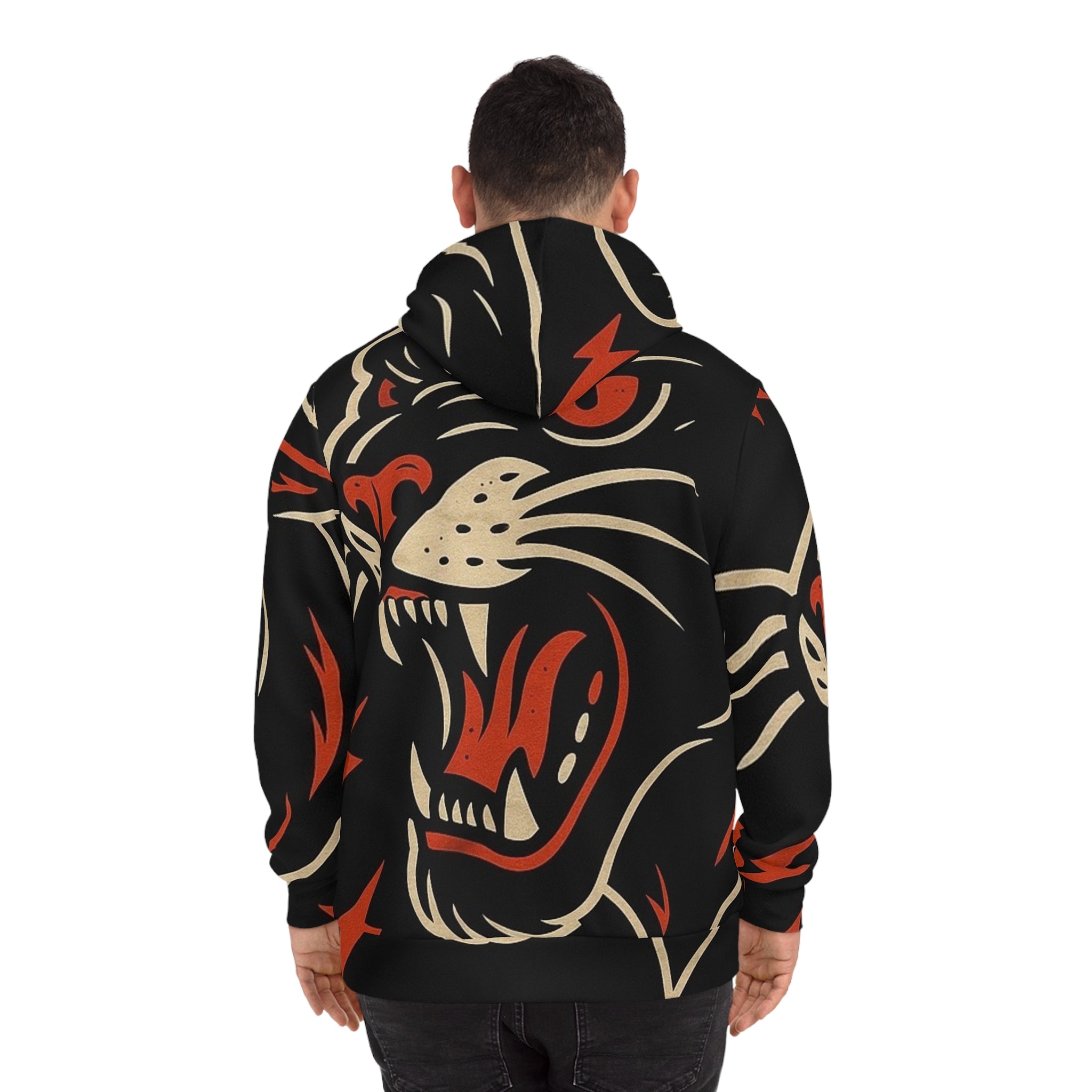 Bold Panther Graphic Hoodie, Fierce Fashion Sweatshirt, Unique AOP Apparel, Street Style Gift, Cool Layer for Every Occasion Printify