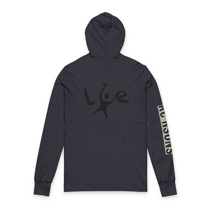 Unisex Love Graphic Hooded Long Sleeve Tee, Casual Hoodie, Gift for Him/Her, Everyday Wear, Outdoor Activities, Winter Layer Printify