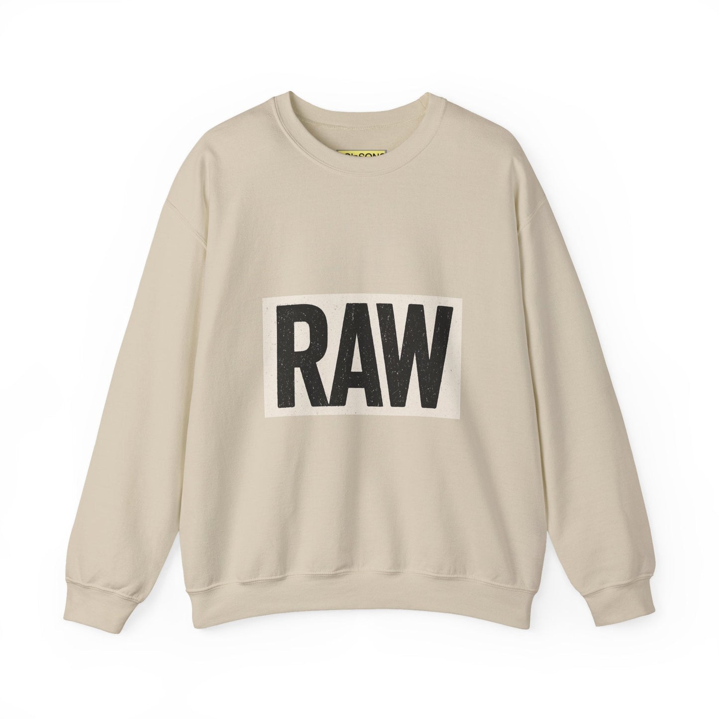 Stylish RAW Graphic Crewneck Sweatshirt, Unisex Casual Wear, Cozy Winter Layer, Trendy Streetwear, Perfect Gift for Him/Her Printify