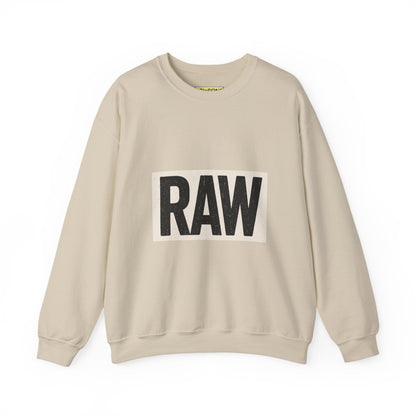 Stylish RAW Graphic Crewneck Sweatshirt, Unisex Casual Wear, Cozy Winter Layer, Trendy Streetwear, Perfect Gift for Him/Her Printify