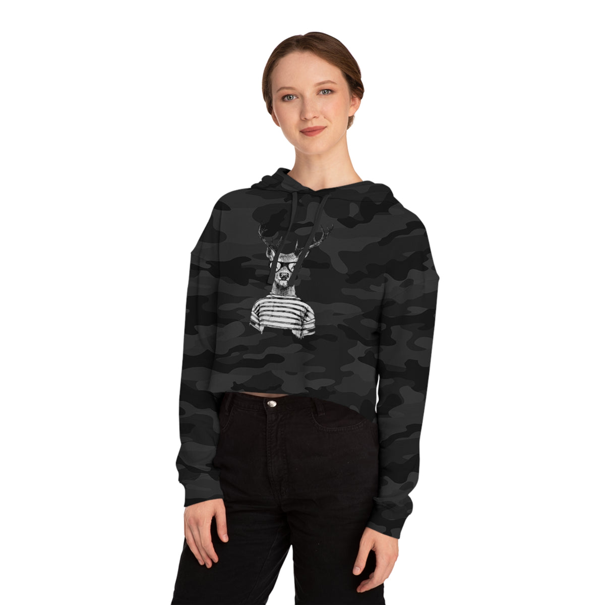 Rain Deer Cropped Hooded Sweatshirt