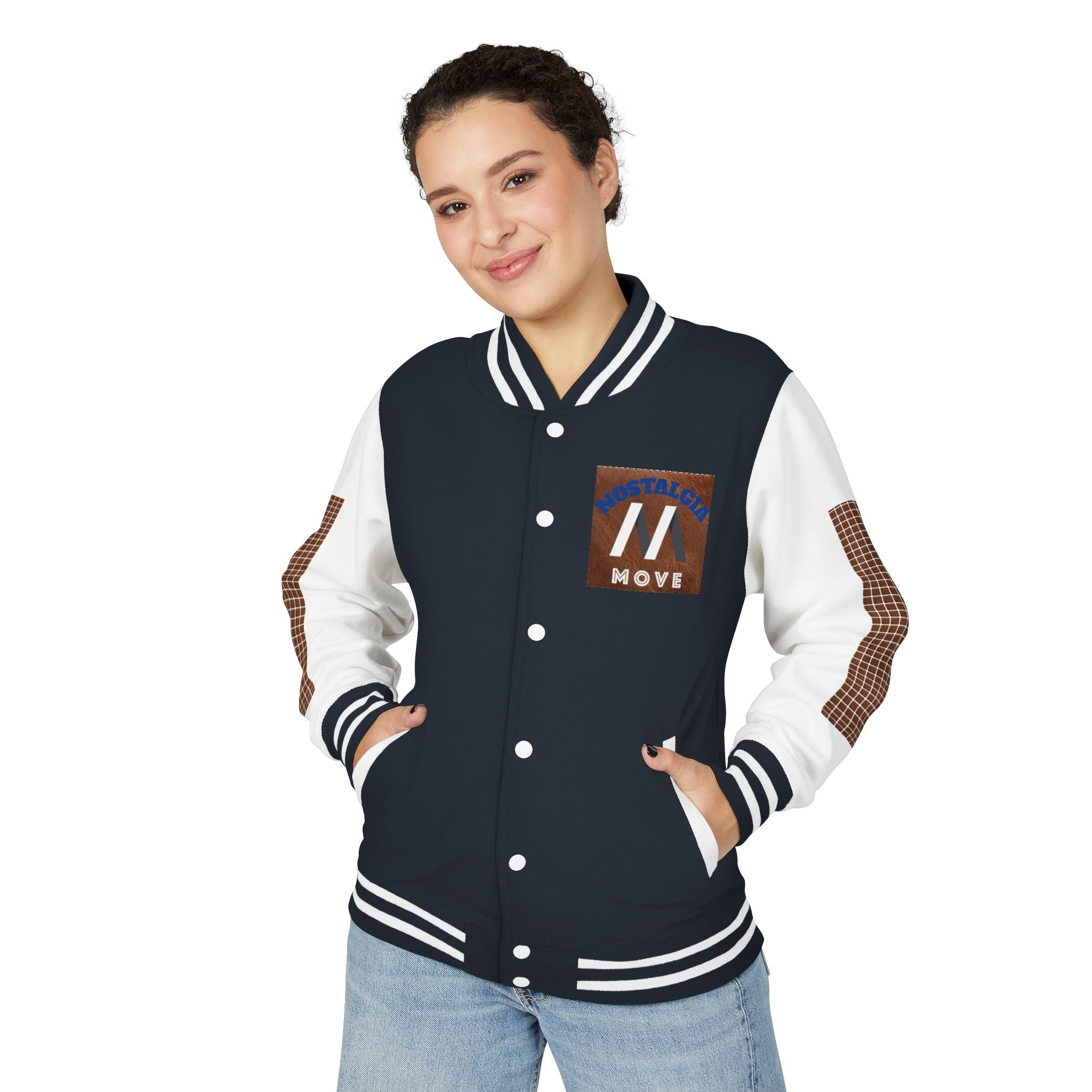 Vintage-Inspired Heavyweight Letterman Jacket, Unisex Varsity Jacket, Retro College Apparel, Perfect for Game Day, Nostalgia Move Style Printify
