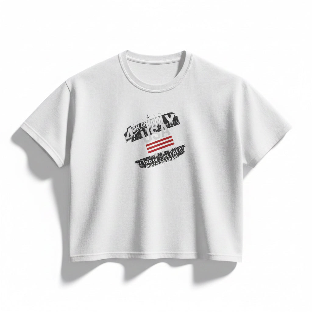 American Flag Graphic Boxy Tee - Women's Patriotic Casual Shirt