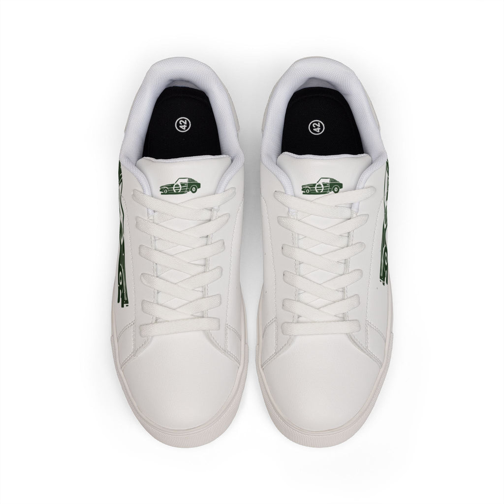 Leather Sneakers — Retro Green Classic Car Low-Top Trainers