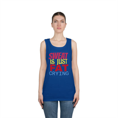 Sweat is Just Fat Crying Tank Top, Motivational Gym Shirt, Fitness Apparel, Unisex Workout Top, Summer Activewear, Gift for Fitness [...] Printify