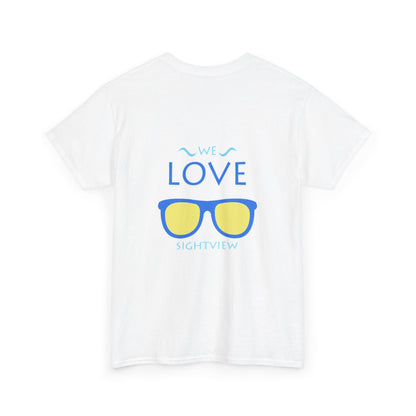 Unisex Heavy Cotton Tee - 'We Love Sightview' Sunglasses Design - Casual Summer Fashion