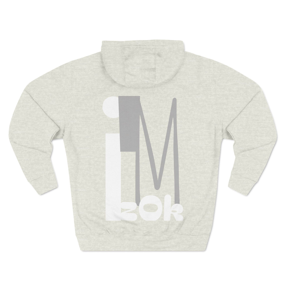 Hoodie with 'I'M zOk' Design - Three-Panel Fleece