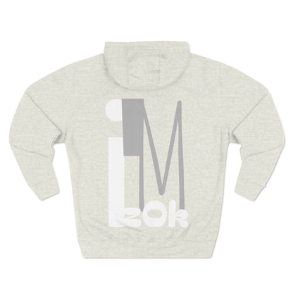 Hoodie with 'I'M zOk' Design - Three-Panel Fleece