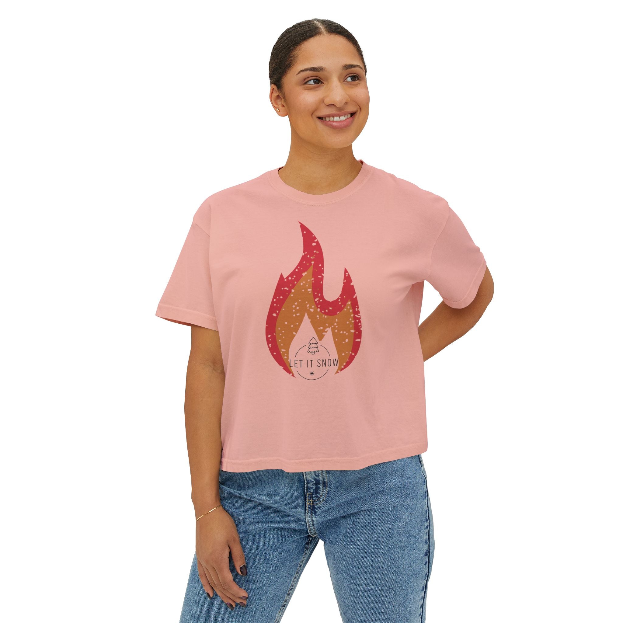 Boxy Tee - 'let it Snow' Design - Winter Holiday Shirt