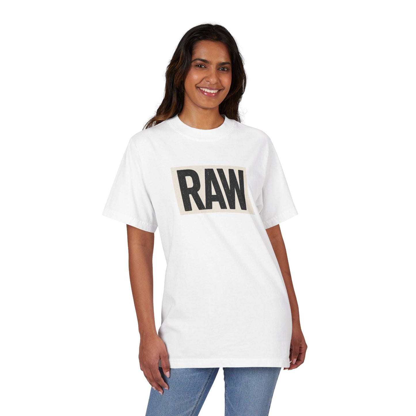 Stylish Unisex Graphic T-Shirt with 'RAW' Print, Casual Streetwear, Everyday Wear, Gift for Friends, Fashionable Basics Printify
