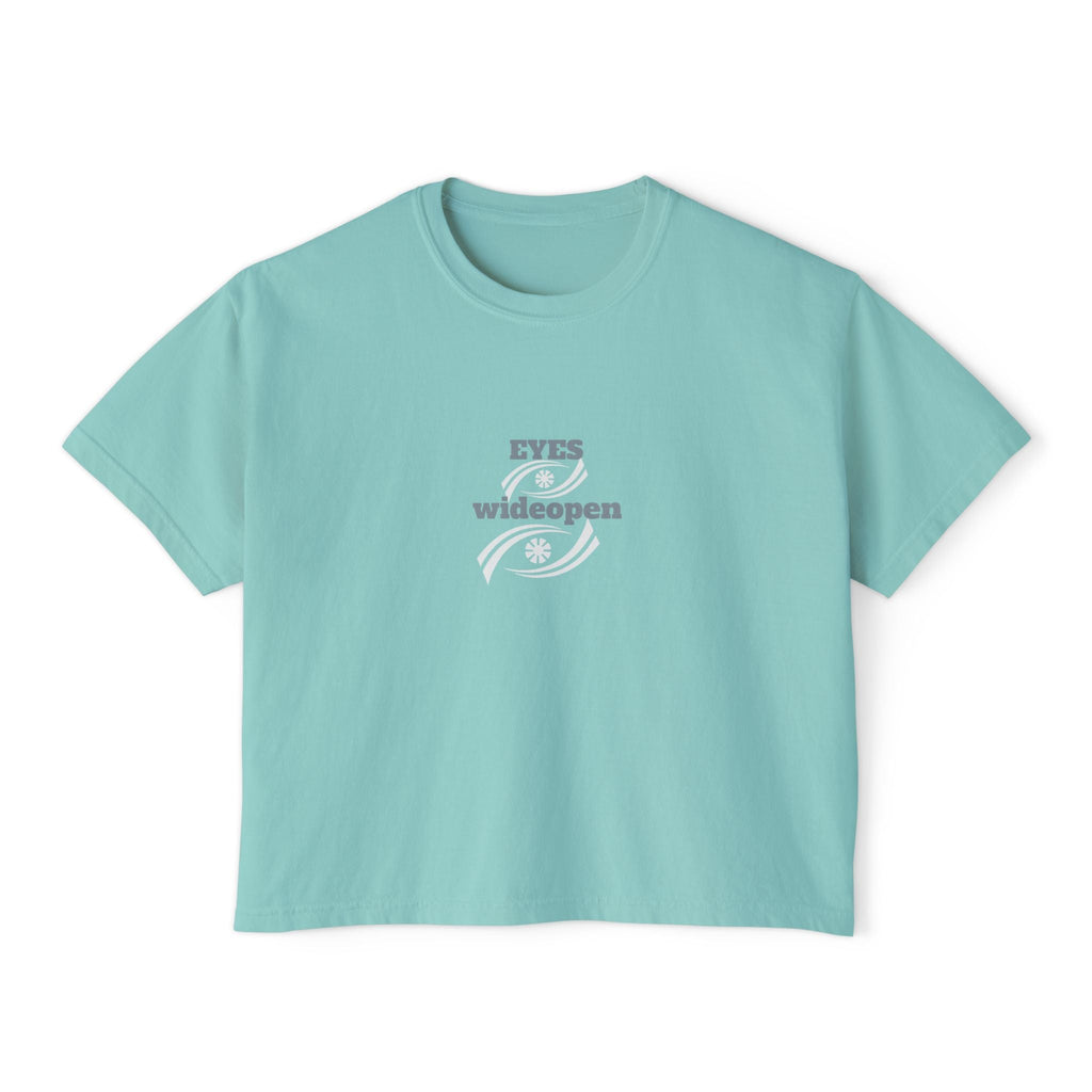 Women's Boxy Tee - 'EYES wideopen' | Casual Tee, Gift for Her, Relaxed Fit Top, Everyday Wear, Trendy Apparel Printify