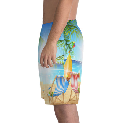 Men's Elastic Beach Shorts (AOP)