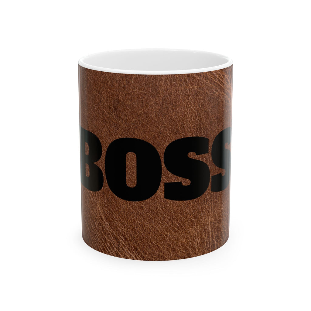 Boss Ceramic Mug, Leather Look Coffee Cup, Gift for Boss, Office Decor, Unique Mug, Funny Mug for Work Printify