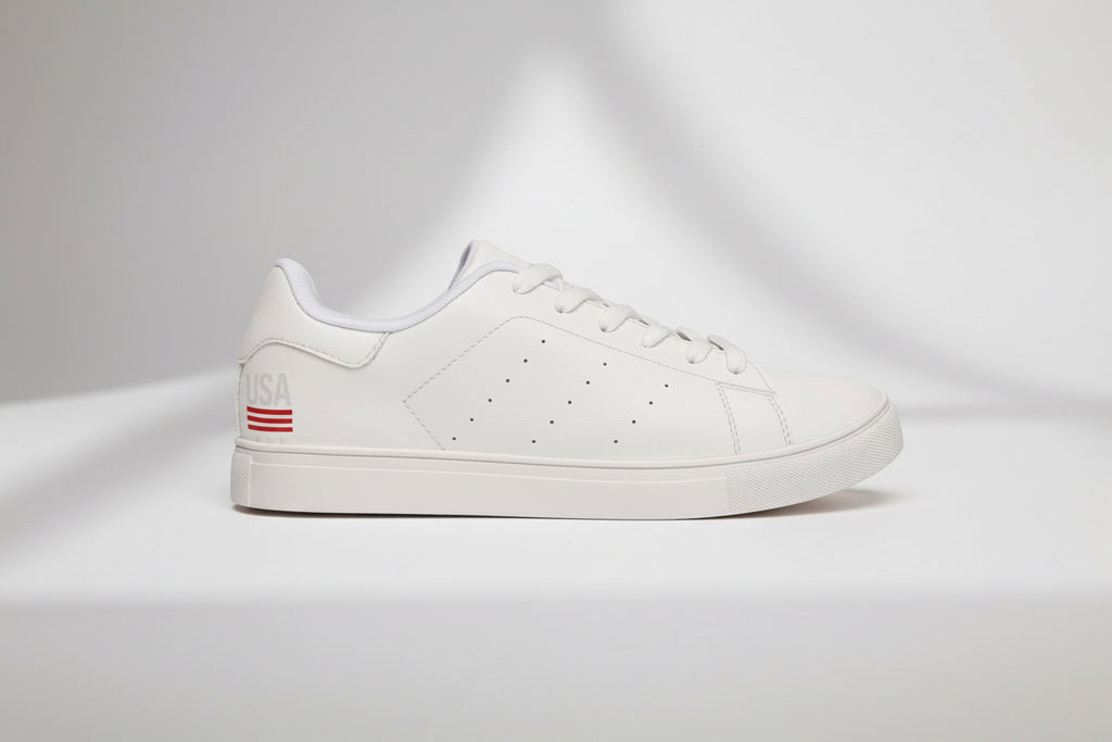 Men's Low-Top Leather Sneakers — Classic White Casual Trainers