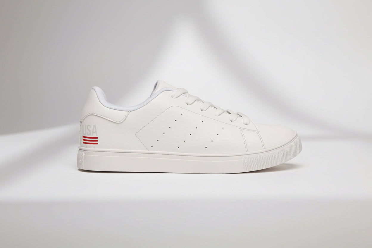 Men's Low-Top Leather Sneakers — Classic White Casual Trainers