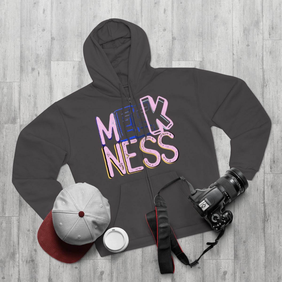 Meekness Unisex Hooded Zip Sweatshirt - Stylish Graphic Zip Hoodie for Everyday Comfort
