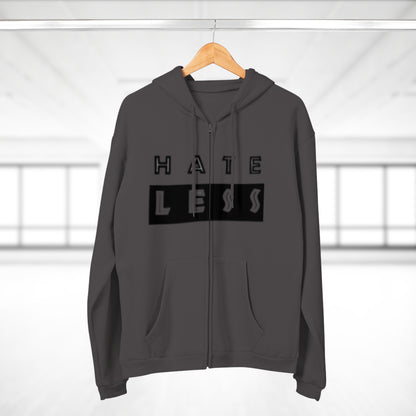 Unisex Hate Less Zip Hoodie - Comfortable & Stylish Sweatshirt for Positive Vibes