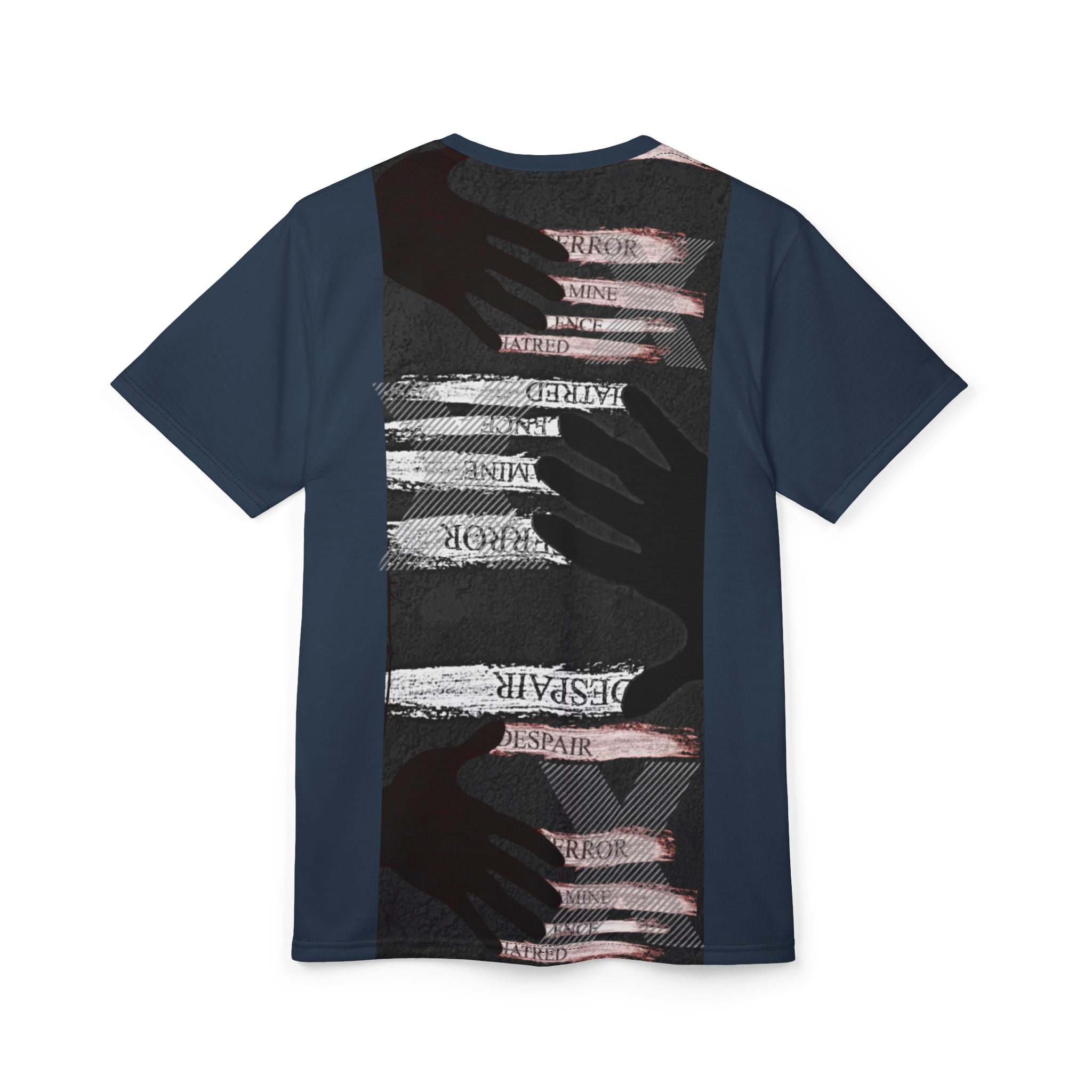 Artistic Unisex Tee with Hands Design, Unique Graphic Shirt, Fashionable AOP Tee, Statement Wear, Gender-Neutral Fashion Printify