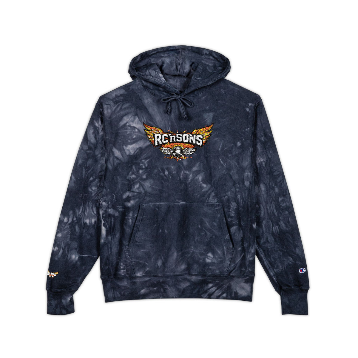 Tie-Dye Embroidered Hoodie — Roosters Wing Logo