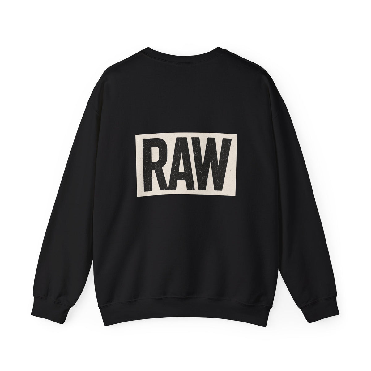 Stylish RAW Graphic Crewneck Sweatshirt, Unisex Casual Wear, Cozy Winter Layer, Trendy Streetwear, Perfect Gift for Him/Her Printify