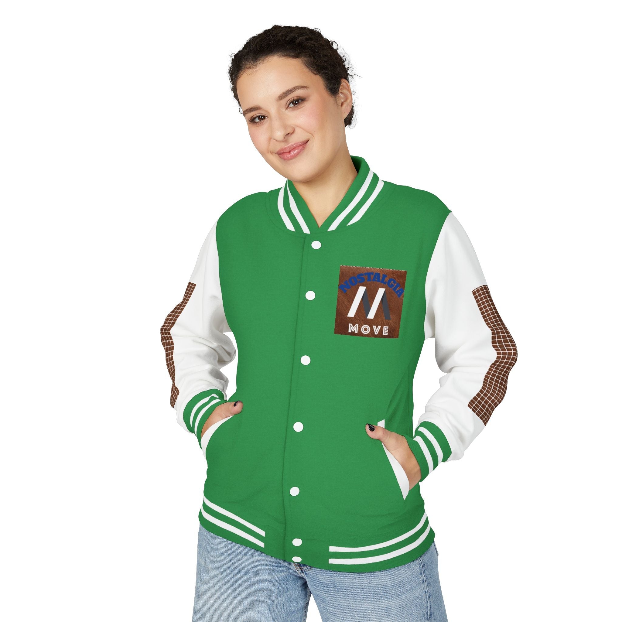 Vintage-Inspired Heavyweight Letterman Jacket, Unisex Varsity Jacket, Retro College Apparel, Perfect for Game Day, Nostalgia Move Style Printify