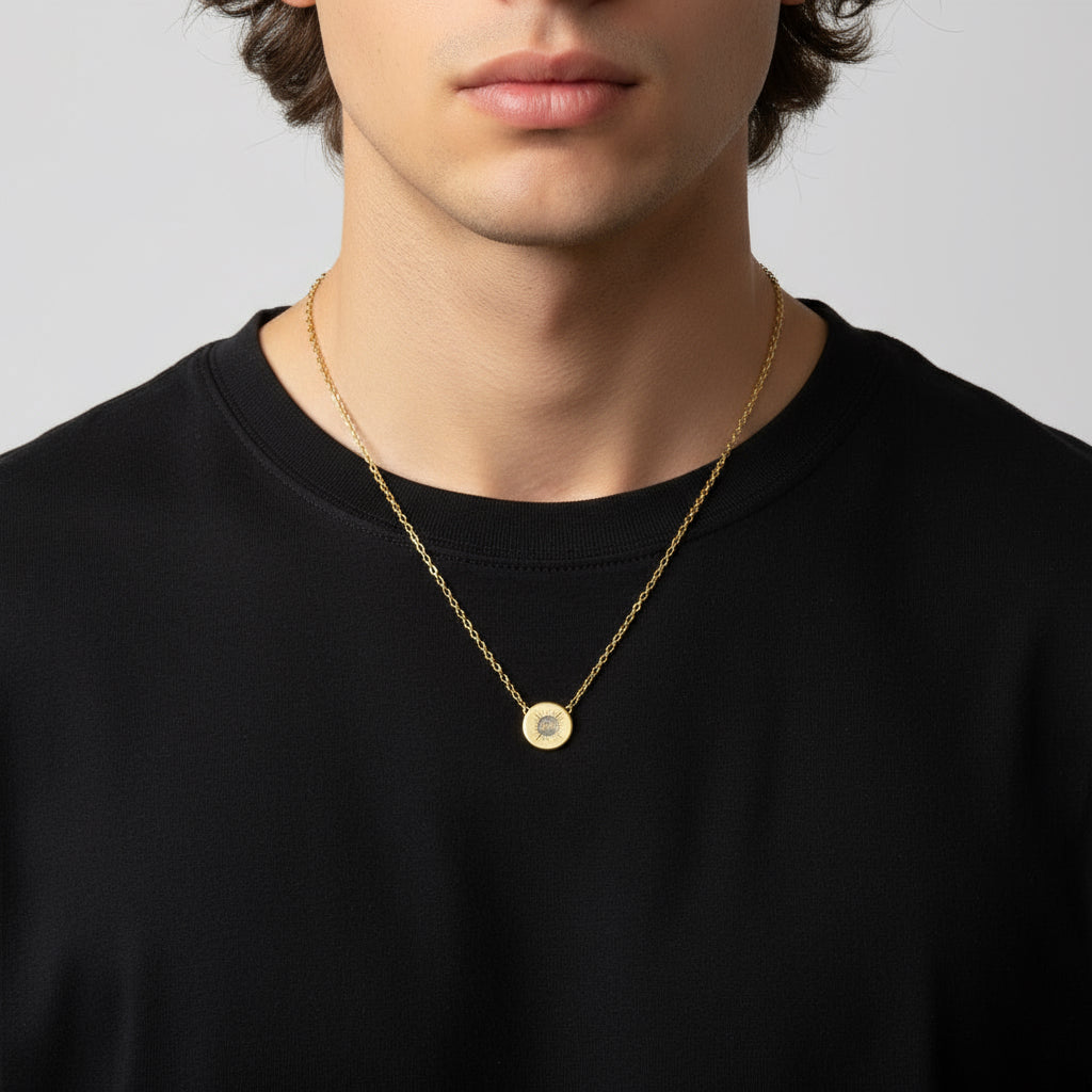 Necklace - Be the lock in Engraved Mini Circle Necklace Printify