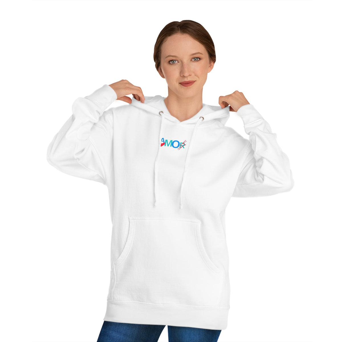AMORX Unisex Hooded Sweatshirt - Cool and Edgy Love Typography Design Printify