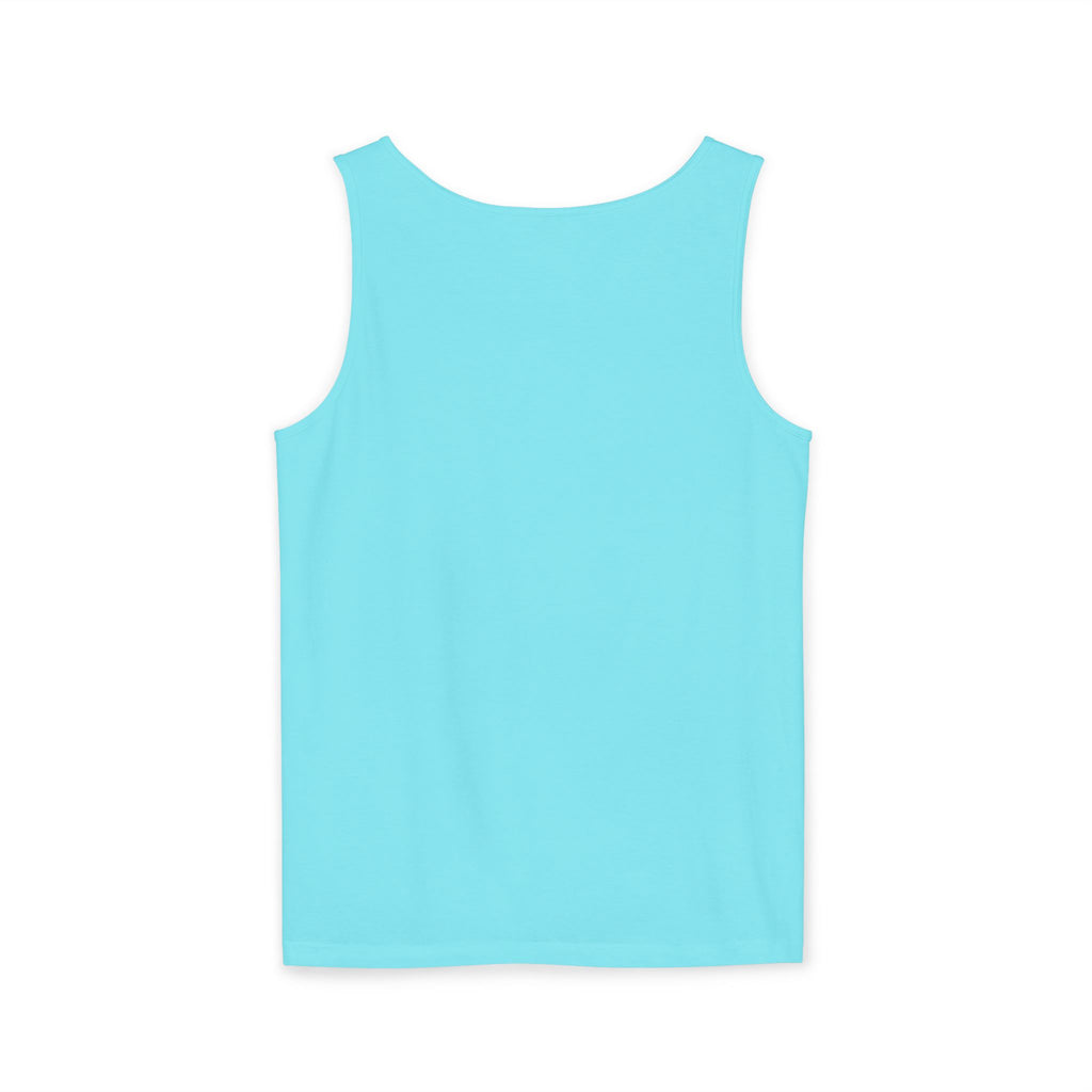 Unisex Garment-Dyed Tank Top - 'Hallo Hello Hate Less' Graphic Tee for Positive Vibes
