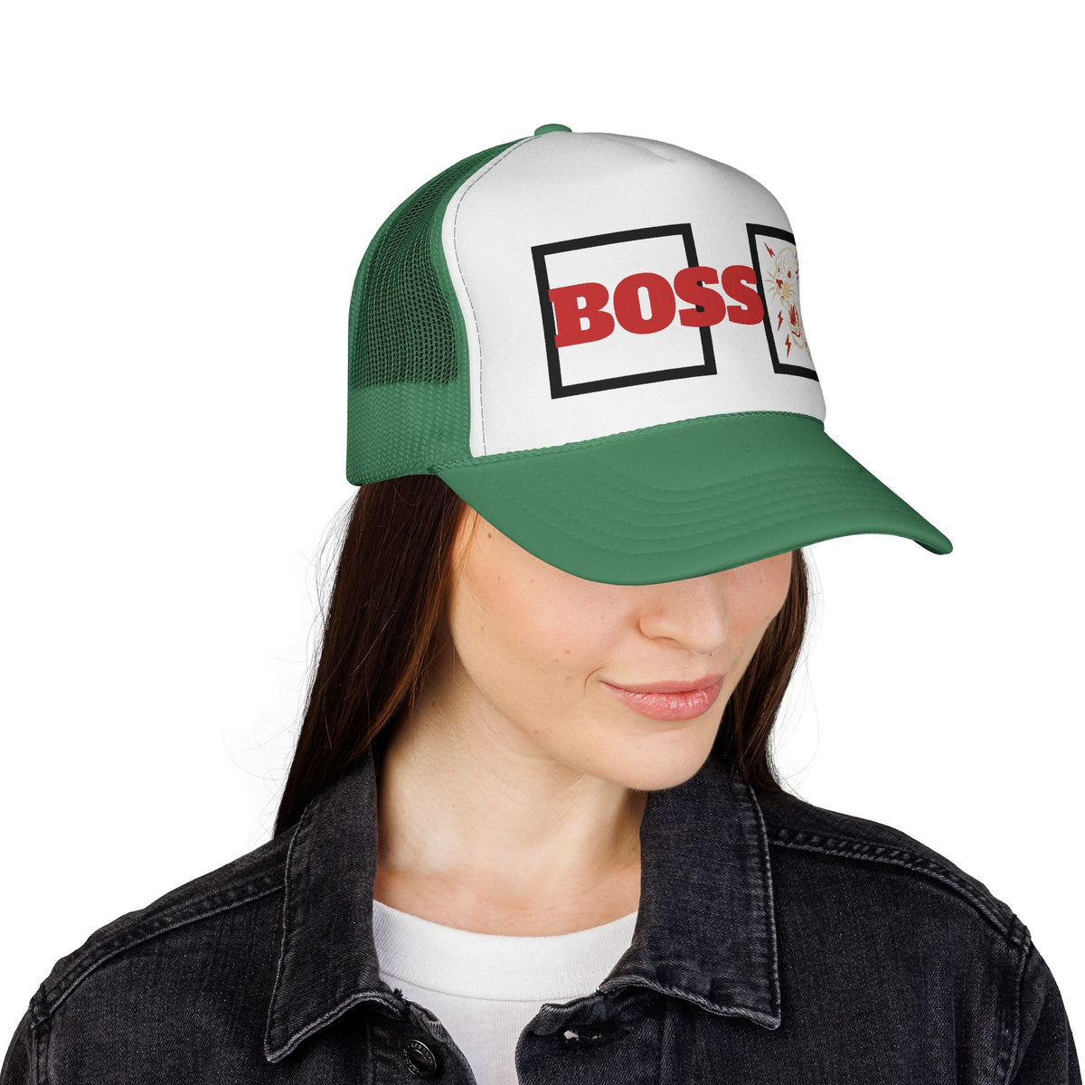 Bold Boss Trucker Cap - Eye-Catching Statement Hat for Leaders, Cool Gifts for Him & Her, Fun Outdoor Style, 'Boss' Design Printify