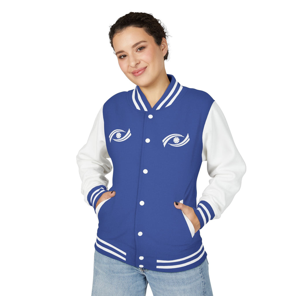 Unisex Heavyweight Letterman Jacket - Eyes Wide Open, Cozy Stylish Outerwear, Great for Game Days, Unique Gift for Teens, Trendy [...] Printify